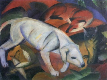 Franz Marc Painting - Drei Tiere Franz Marc